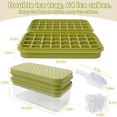2 Pack Ice Cube Tray with Lid and Bin for Freezer, Easy Release 55 Nugget  Ice Tray with Cover, Storage Container, Scoop. Perfect Small Ice Cube Maker