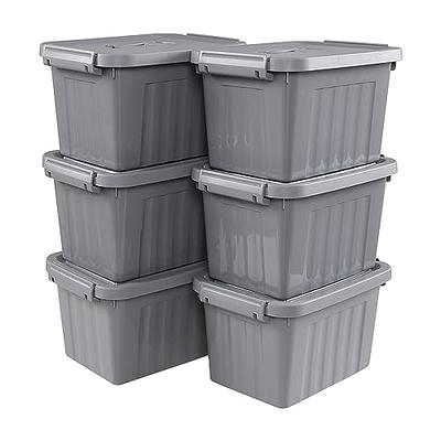 Citylife 1.3 QT 10 Packs Small Storage Bin with Lid Latch Stackable Storage  Box Clear Grey