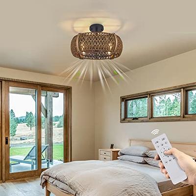 Farmhouse Ceiling Fans with Lights, Wood Flush Mount Ceiling Fan Lights  with Remote Control,Caged Indoor Ceiling Fan with Light for Living  Room,Bedroom,Kitchen - Yahoo Shopping