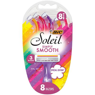 BIC Soleil Comfort, 4 Flexible Blades and Comfortable Grip, Disposable  Razors for Women, Assorted Colors, 3-Count