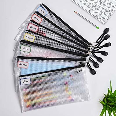 6pcs A4 Mesh Zipper Pouches Clear Plastic Document Bag File Folder