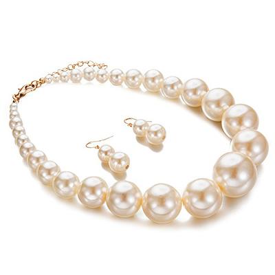 Yuhuan Womens Faux Big Pearl Choker Necklace and Earring Set Fashion Pearl  Set - Yahoo Shopping