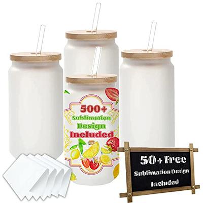 12 Pack Sublimation Glass Cups Blanks with Bamboo Lid 16 OZ Clear