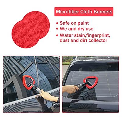 3 IN 1 Car Windshield Cleaning Wash Tool Inside Interior Auto Glass Wiper  With Extendable Long-Reach Handle Window Cleaner Brush
