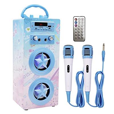 IndeCool Kids Bluetooth Karaoke Machine with 2 Microphones, Rechargeable  Remote Control Wireless Karaoke Speaker Portable Karaoke Machine Music MP3