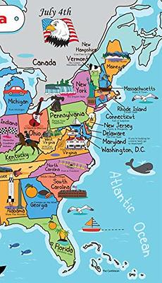  USA Map for Kids - Laminated - United States Wall