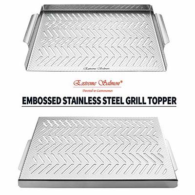 Extreme Salmon Heavy Duty Grill Pan, Stainless Steel Grill Topper BBQ Grill  Pan with Handles Vegetables Grill Basket Outdoor Grill Accessories