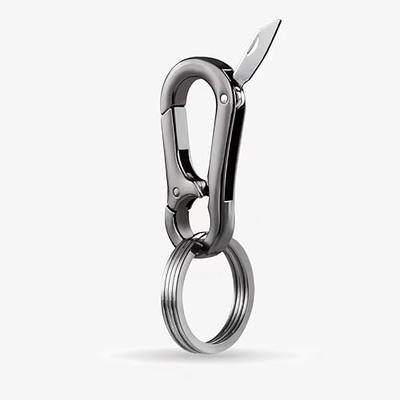 2 Pcs Keychain Clip Key Ring,Metal Carabiner Clips Keyring Keychains Chain  Holder Organizer for Car and Keys Finder Medium Silver+black steel Single  Ring