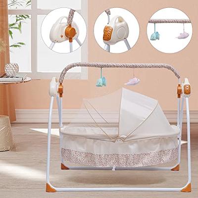 Electric Baby Crib Cradle Bluetooth Music Infant Auto-Swing Bed Rocker