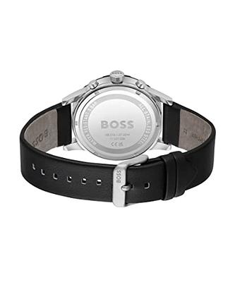 BOSS Solgrade Color: Strap Yahoo Black Case - Stainless Men\'s Watch, (Model: 1514031) Solar Steel and Shopping Leather Recycled Chronograph