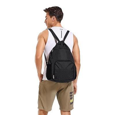 WANDF Drawstring Backpack Sports Gym Bag with Shoes Compartment