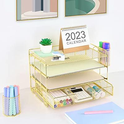 Marbrasse Desk Organizers with File Holder, 5-Tier Paper Letter