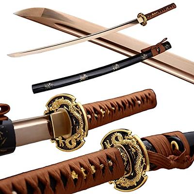 Dremsword Katana Sword High Carbon Steel Jananese Samurai Sword, Hand  Forged Full Tang Katana Real Sharp Perfect for Practice and Display, Golden  Blade Dragon Fittings - Yahoo Shopping