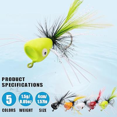 Fly Fishing Popper Flies Kit,15pcs Bass Poppers Lures Dry Flies