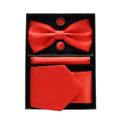 1pair Mens Tie Gift Box Tie Pocket Square Cufflinks Tie Clip Set