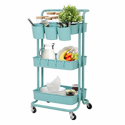  BAOYOUNI 3-Tier Storage Utility Cart Rolling Organizer Space  Saving Art Craft Cart with Wheels for Home Kitchen Bathroom or Office -  Green: Industrial & Scientific