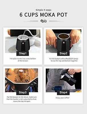 Universal Electric Espresso/Moka Maker 6 Cups, Moka Pot Electric, Espresso Machine, Prepare Italian Style Coffee Latte, Macchiato & Mocaccino, Cord-fr