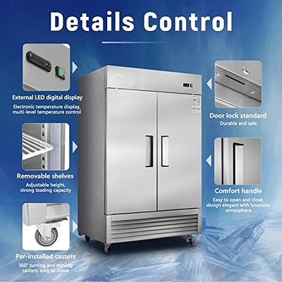 JINSONG 54 Commercial Refrigerator 2 Solid Door, 49 cu.ft 2 Section  Stainless Steel Reach-in Refrigerator for Restaurant, Bar, Shop,  Residential - Yahoo Shopping