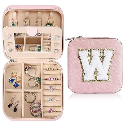 Parima Christmas Gifts for Women Girls - Small Travel Jewelry Case Organizer Initial Jewelry Box Personalized Mom Daughter Friends Female Her