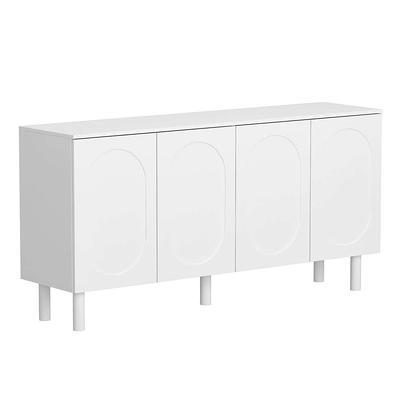 FUFU&GAGA 63 in. W-28.7 in. H White Computer Desk with 3-Drawers, 1-Storage Cabinet and 2-Adjustable Shelves