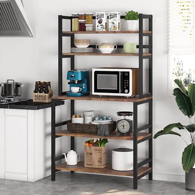 Baker's Rack Kitchen Microwave Oven Stand with Storage Cabinet and Drawers,  Coffee Bar Cabinet, White 