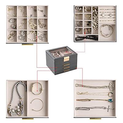 Frebeauty Extra Large Acrylic Jewelry Box for Women 5 Layers Clear Jewelry Organizer Velvet Earring Box with 5 Drawers Rings Display Case Necklaces