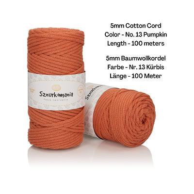 Premium Bobbiny 5 mm Macramé Braided Cord Rope 100m, 100% Cotton