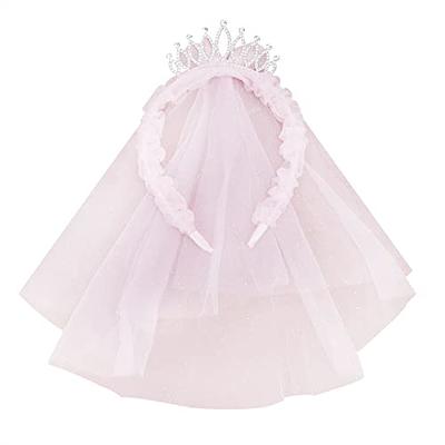 Girls Dress-Up Bride Veil with Comb Handmade Double-Layer Bow Rhinestone  Veil Princess Role-Play Props Bridal Costume Accessory 