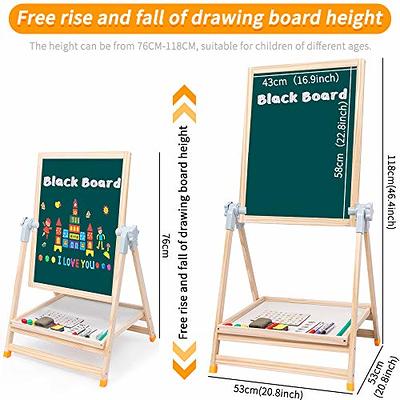 Kids Easel Wooden Whiteboard & Chalkboard Double-Sided Standing