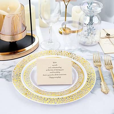 Wdf WDF 120 pieces Gold Disposable Plastic Plates- Gold Rim