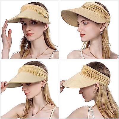 Peicees 2 Pack Wide Brim Sun Visor Hat for Women UV Protection