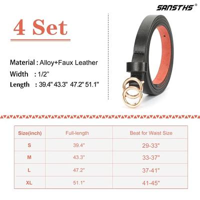 Pack 2 Women Belts for Jeans with Fashion Double O-Ring Buckle and Faux  Leather