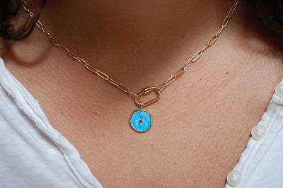 Gold Filled Handmade Necklace Waterproof & Tarnish Free Carabiner On  Paperclip With Blue Lighting Bolt Medallion - Yahoo Shopping