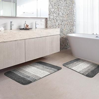 Soft Chenille Bath Mat Bathroom Rug,Non Slip Absorbent Shower Mats,Washable  Shaggy Bathtub Bath Rugs Room Entryway,16x24, White