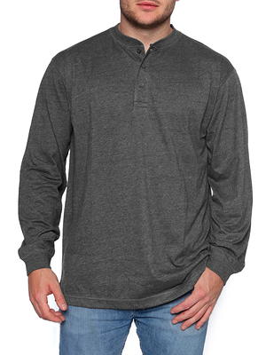 North Hudson Men's Three Button Long Sleeve Henley Sueded Jersey