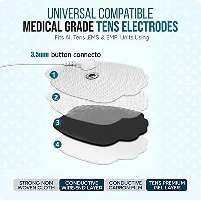 TENS Wired Electrodes Compatible with TENS 7000, TENS 3000 - 20 Premium  2x2 Wired Replacement Pads for TENS Units - Discount TENS Brand