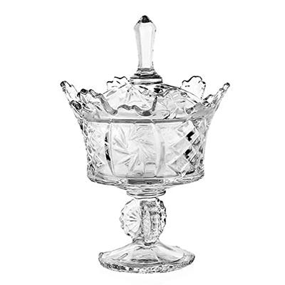 Glass Candy Dish With Lid Decorative Candy Bowl Crystal Covered Candy Jar  For Ho