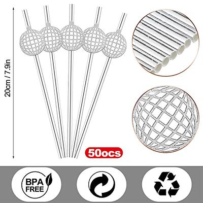 20 Pieces 70s Disco Ball Straws Disco Ball Cups 70s Mirror Disco Ball  Decorative Straws, Birthday PartyDecorations Silver Mini Disco Ball  Decorative