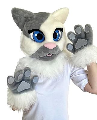 Oneandonlycostumes cat fursuit head and hand paws kids 9 15, cat furry mask  - Yahoo Shopping
