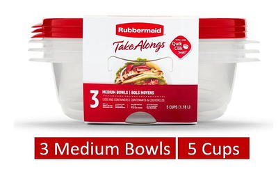 Rubbermaid TakeAlongs Mini Square Food Storage Containers, 5-Pc