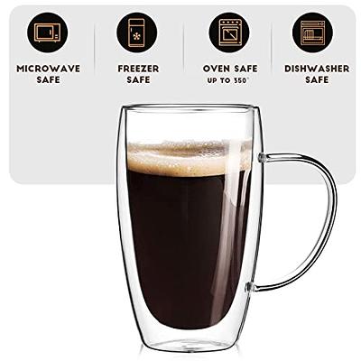 15 Oz Double Walled Coffee Cups Glass Coffee Mugs Clear Coffee Mug with Lid  Insulated Coffee Mug Perfect for Cappuccino,Tea,milk ,Espresso,juice, Hot