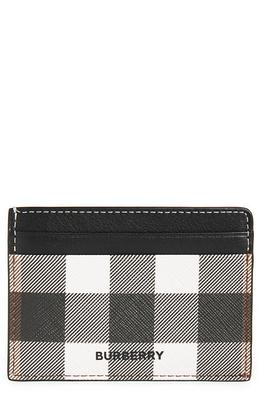 Check and Leather Continental Wallet in Dark Birch Brown - Women
