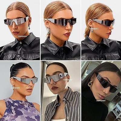 Retro Steampunk Sunglasses Designer Y2k Silver Mens Women Outdoor Shades  Glasses