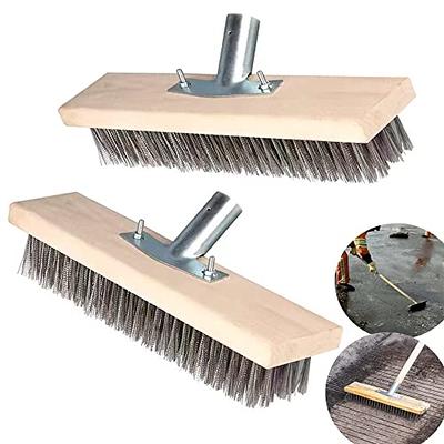 MEIBEI Deck Brush, Stainless Steel Wire with Long Handle 57, Perfect for  Algae, Tough Stains on Concrete, Walkways, Patio and Swimming Pool