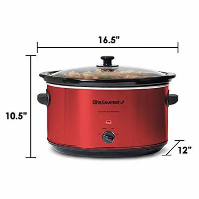 Elite Gourmet Glas Slow Cooker with Adjustable Temp, Entrees, Sauces, Stews  & Dips, Dishwasher Safe Glass Lid & Crock, 1.5 Quart, Stainless Steel