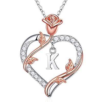 IEFSHINY Dainty Heart Initial Necklace for Women 14K Gold Plated Cubic  Zirconia Heart Pendant Necklace for Girls Wife Girlfriend Daughter Jewelry  Gifts Mother's Day Gifts - Walmart.com