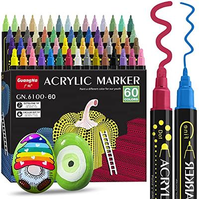 Shuttle Art 36 Colors Dual Tip Acrylic Paint Markers, Brush Tip and Fine Tip Acrylic Paint Pens for Rock Painting, Ceramic, Wood, Canvas, Plastic, GLA