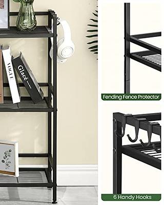 SONGMICS 3-Tier Metal Storage Rack with Wheels, Mesh Shelving Unit with x Side Frames, 23.6-inch Width, for Entryway, Kitchen, Living Room, Bathroom