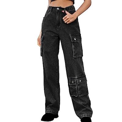 Women High Waist Flare Pants Slim Fit Pockets Flare Jeans Wide Leg Baggy  Denim Trousers Y2K Streetwear (Black, S) : : Fashion