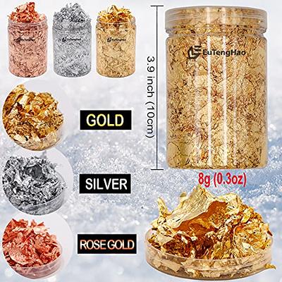 Gold Foil Flakes for Resin, 30g Gold Leaf Flakes for Nail Art, Painting,  Crafts, Slime and Resin Jewelry Making (10g / Bottle)
